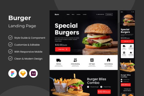 Burn: A Burger Landing Page That Sizzles with Design Potential