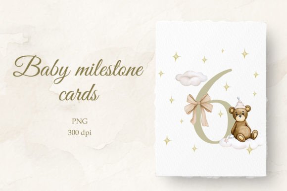 Celebrate Half a Year: The Baby Milestone Card Watercolor 6 Months Design