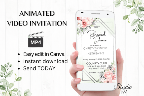 Charm Your Guests: Pink Roses Rehearsal Dinner Invite W7274