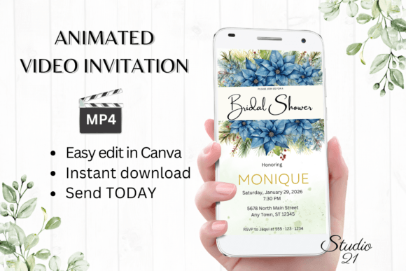 Christmas Bridal Shower Invite W4216: Festive & Fast Digital Design