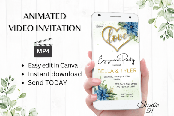 Christmas Engagement Party Invite W1210: A Festive Digital Solution
