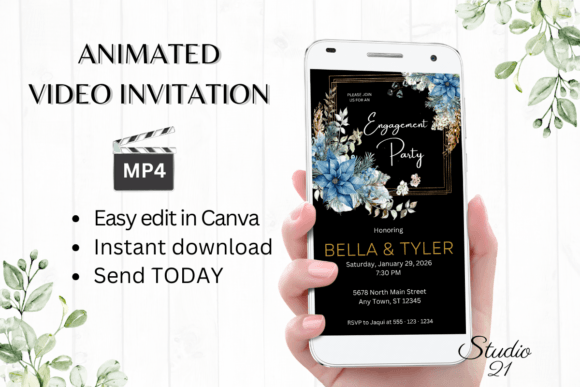 Christmas Engagement Party Invite W1213: Festive Animated Invites
