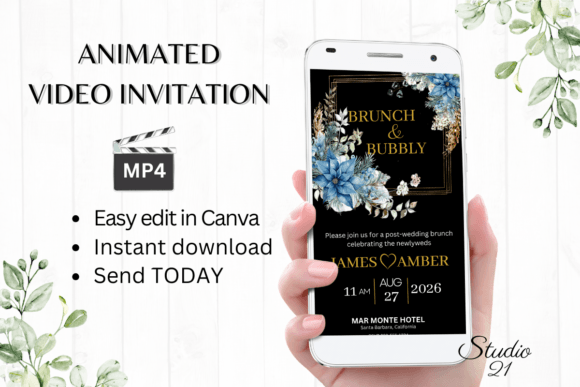 Christmas Wedding Brunch Invite W9213: Digital Elegance for Modern Celebrations
