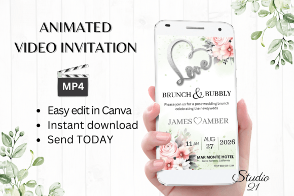 Design a Memorable Wedding Brunch with Pink Roses Invite W9270