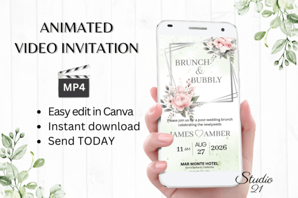 Effortless Elegance: Your Pink Roses Wedding Brunch Invite