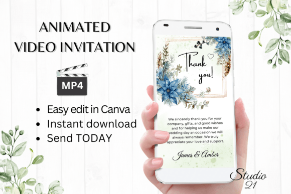 Elegant Christmas Wedding Thank You: Animated Digital Template