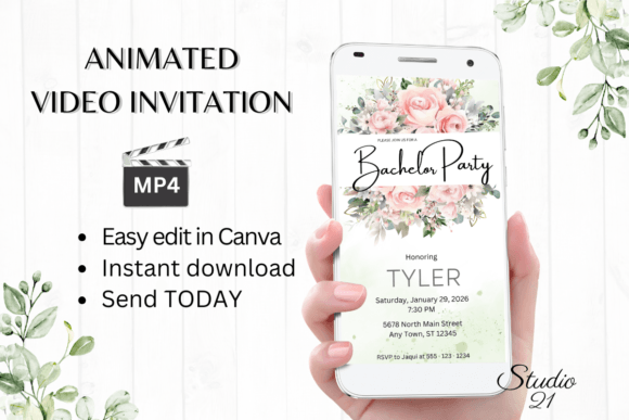 Pink Roses Bachelor Party Invite W5276: A Modern Design Solution