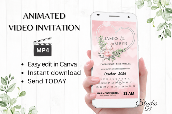 Pink Roses Wedding Invitation W8279B: A Modern Template for Your Day