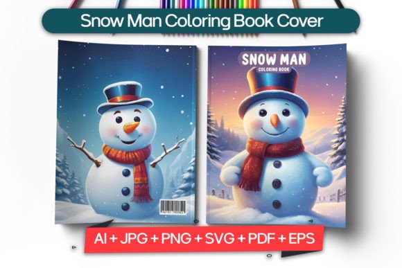 Snow Man Coloring Book Cover: A Designer's Template for Whimsy