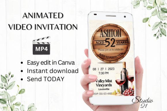 Wine Birthday Invitation: A Digital Animated Video Template