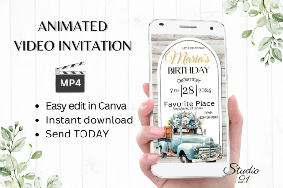 Winter Birthday Invitation: Digital Animated Video Template