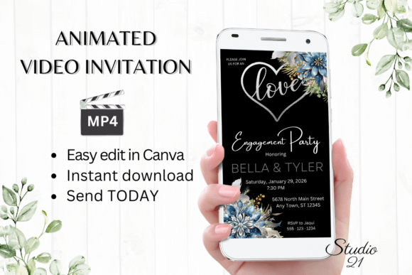 Winter Engagement Party Invite W1251: A Digital Design Asset